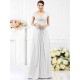 V-Neck Elegant Pleats Short Sleeves Long Chiffon Bridesmaid Dresses