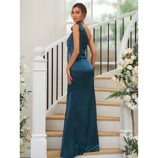 Charming Bowknot One Shoulder Sleeveless Bridesmaid Dresses
