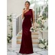 Charming Bowknot One Shoulder Sleeveless Bridesmaid Dresses