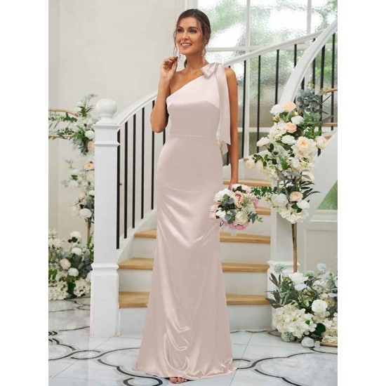 Charming Bowknot One Shoulder Sleeveless Bridesmaid Dresses
