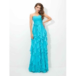 Gorgeous Sweetheart Layers Sleeveless Long Chiffon Bridesmaid Dresses