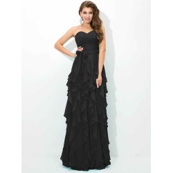 Gorgeous Sweetheart Layers Sleeveless Long Chiffon Bridesmaid Dresses