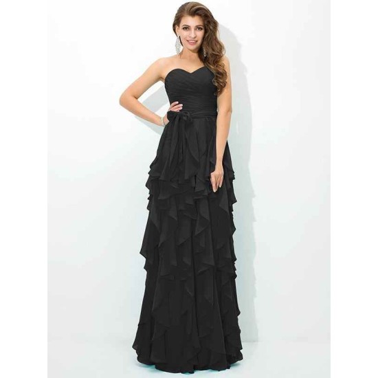 Gorgeous Sweetheart Layers Sleeveless Long Chiffon Bridesmaid Dresses