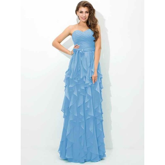 Gorgeous Sweetheart Layers Sleeveless Long Chiffon Bridesmaid Dresses