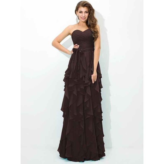 Gorgeous Sweetheart Layers Sleeveless Long Chiffon Bridesmaid Dresses