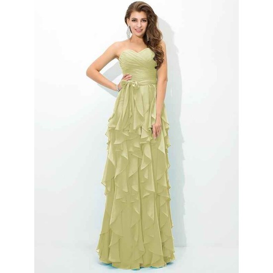 Gorgeous Sweetheart Layers Sleeveless Long Chiffon Bridesmaid Dresses