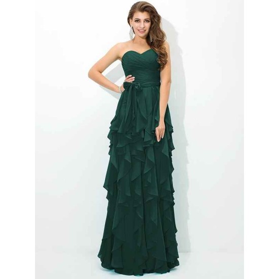 Gorgeous Sweetheart Layers Sleeveless Long Chiffon Bridesmaid Dresses