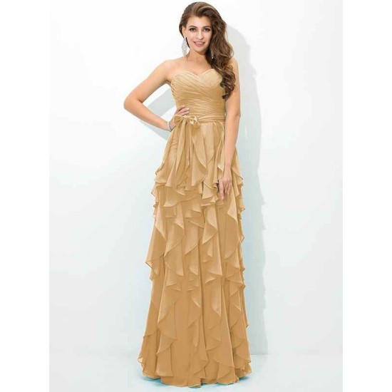 Gorgeous Sweetheart Layers Sleeveless Long Chiffon Bridesmaid Dresses