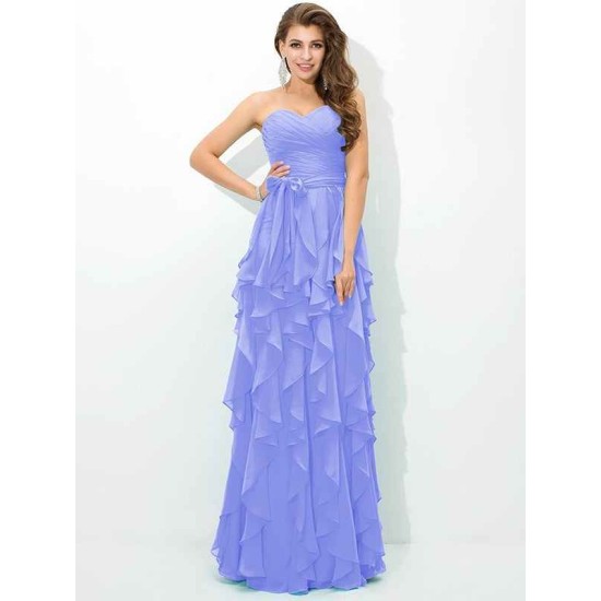 Gorgeous Sweetheart Layers Sleeveless Long Chiffon Bridesmaid Dresses
