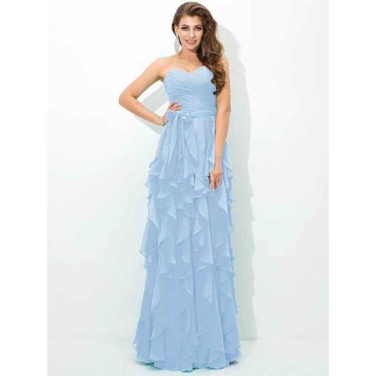 Gorgeous Sweetheart Layers Sleeveless Long Chiffon Bridesmaid Dresses