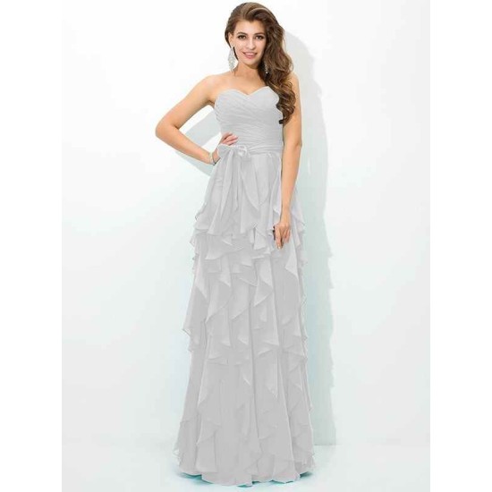Gorgeous Sweetheart Layers Sleeveless Long Chiffon Bridesmaid Dresses