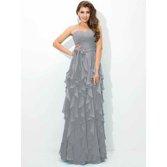 Gorgeous Sweetheart Layers Sleeveless Long Chiffon Bridesmaid Dresses