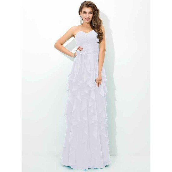 Gorgeous Sweetheart Layers Sleeveless Long Chiffon Bridesmaid Dresses