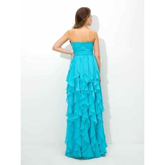 Gorgeous Sweetheart Layers Sleeveless Long Chiffon Bridesmaid Dresses