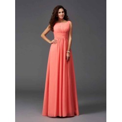 Chic Ruffles Sleeveless Long Chiffon Bridesmaid Dresses