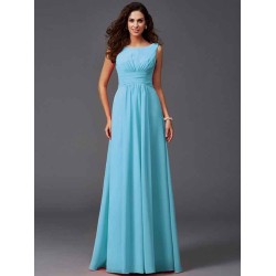 Chic Ruffles Sleeveless Long Chiffon Bridesmaid Dresses