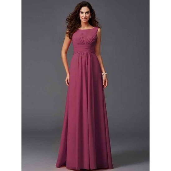 Chic Ruffles Sleeveless Long Chiffon Bridesmaid Dresses