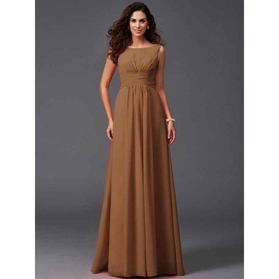 Chic Ruffles Sleeveless Long Chiffon Bridesmaid Dresses