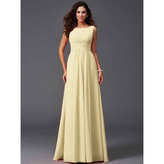 Chic Ruffles Sleeveless Long Chiffon Bridesmaid Dresses