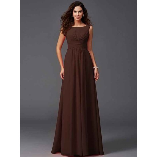 Chic Ruffles Sleeveless Long Chiffon Bridesmaid Dresses