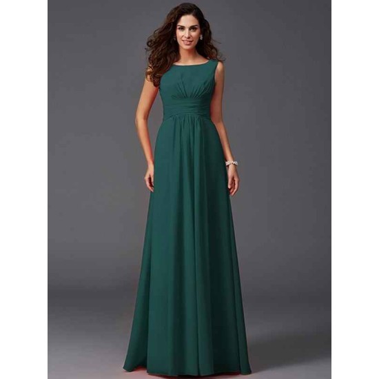 Chic Ruffles Sleeveless Long Chiffon Bridesmaid Dresses