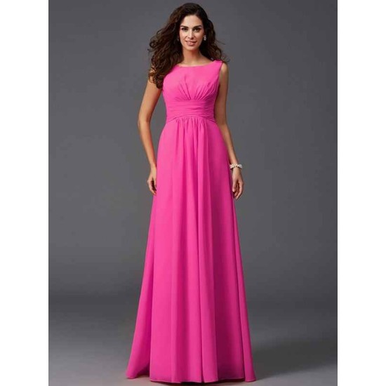 Chic Ruffles Sleeveless Long Chiffon Bridesmaid Dresses