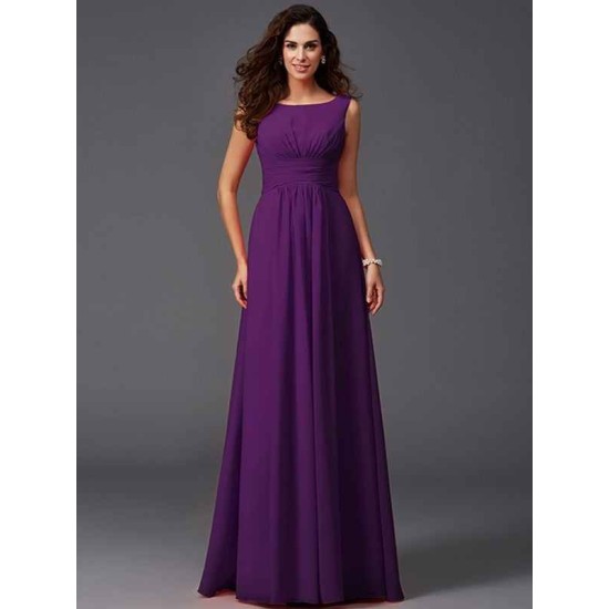 Chic Ruffles Sleeveless Long Chiffon Bridesmaid Dresses