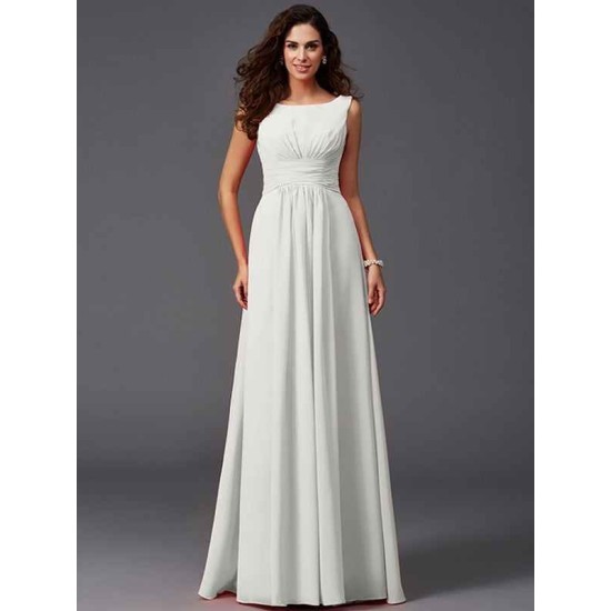 Chic Ruffles Sleeveless Long Chiffon Bridesmaid Dresses