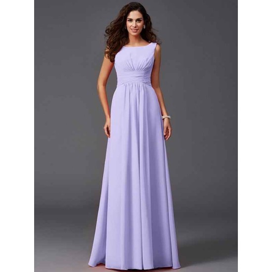 Chic Ruffles Sleeveless Long Chiffon Bridesmaid Dresses
