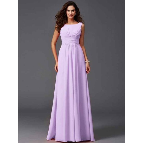Chic Ruffles Sleeveless Long Chiffon Bridesmaid Dresses