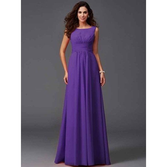 Chic Ruffles Sleeveless Long Chiffon Bridesmaid Dresses