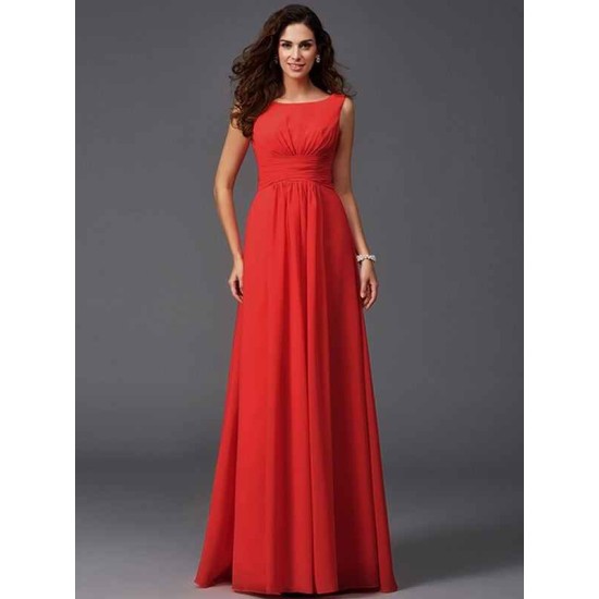 Chic Ruffles Sleeveless Long Chiffon Bridesmaid Dresses