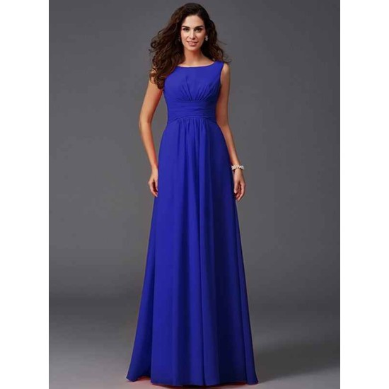 Chic Ruffles Sleeveless Long Chiffon Bridesmaid Dresses