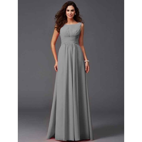 Chic Ruffles Sleeveless Long Chiffon Bridesmaid Dresses
