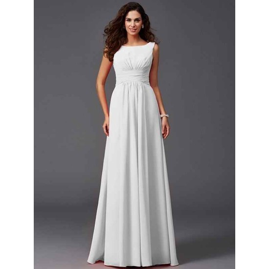 Chic Ruffles Sleeveless Long Chiffon Bridesmaid Dresses