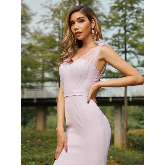 Mermaid Gorgeous Stretch Crepe Ruched V-neck Sleeveless Bridesmaid Dresses