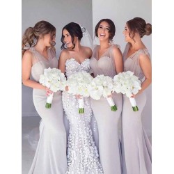 Mermaid Gorgeous Straps Sleeveless Ruffles Stretch Crepe Bridesmaid Dresses