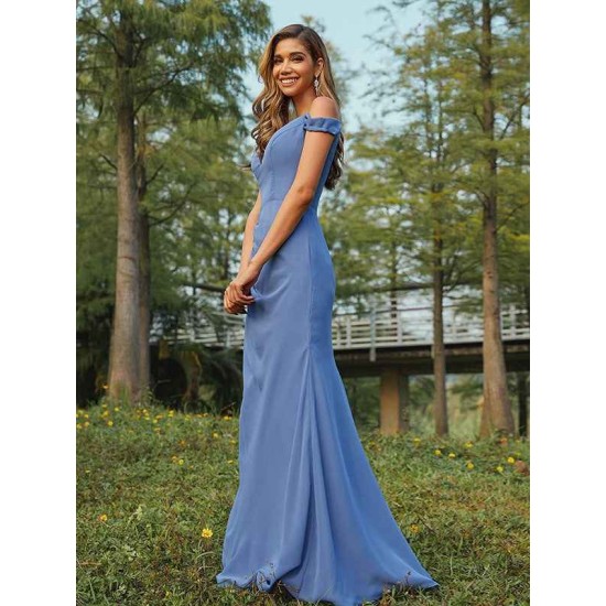 Classy Ruched Chiffon V-neck Sleeveless Bridesmaid Dresses