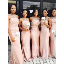 Mermaid Gorgeous Scoop Sleeveless Applique Bridesmaid Dresses