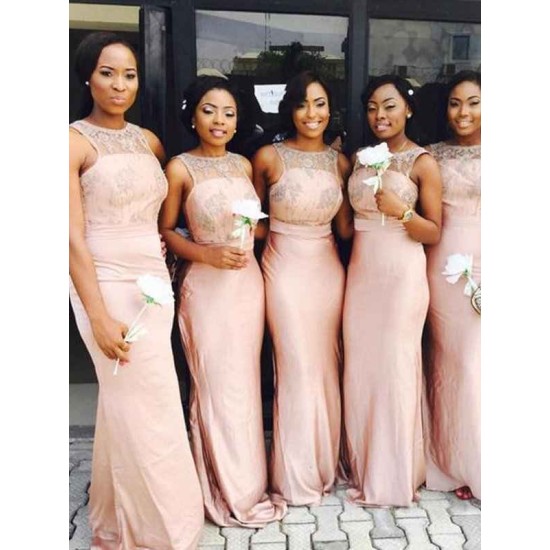 Mermaid Gorgeous Scoop Sleeveless Applique Bridesmaid Dresses