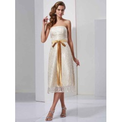 Charming Strapless Sleeveless Sash/Ribbon/Belt Short Satin Bridesmaid Dresses