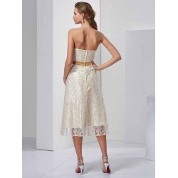 Charming Strapless Sleeveless Sash/Ribbon/Belt Short Satin Bridesmaid Dresses