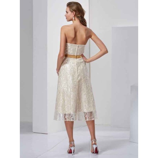 Charming Strapless Sleeveless Sash/Ribbon/Belt Short Satin Bridesmaid Dresses