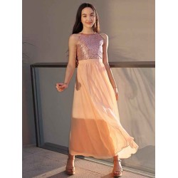 Amazing Chiffon Sequin Scoop Sleeveless Ankle-Length Junior/Girls Bridesmaid Dresses