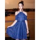 Charming Lace Ruffles Halter Short Sleeves Knee-Length Junior/Girls Bridesmaid Dresses