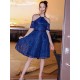 Charming Lace Ruffles Halter Short Sleeves Knee-Length Junior/Girls Bridesmaid Dresses