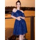 Charming Lace Ruffles Halter Short Sleeves Knee-Length Junior/Girls Bridesmaid Dresses