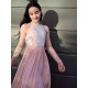 Amazing Chiffon Lace Halter Sleeveless Junior/Girls Bridesmaid Dresses