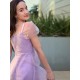 Gorgeous Tulle Ruched V-neck Short Sleeves Junior/Girls Bridesmaid Dresses