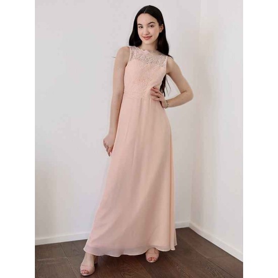 Amazing Chiffon Lace High Neck Sleeveless Junior/Girls Bridesmaid Dresses